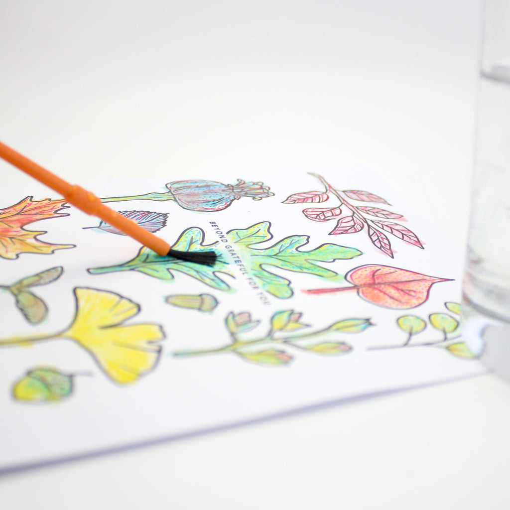 Paint With Water Card - Grateful Leaves