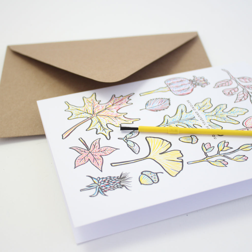 Paint With Water Card - Grateful Leaves