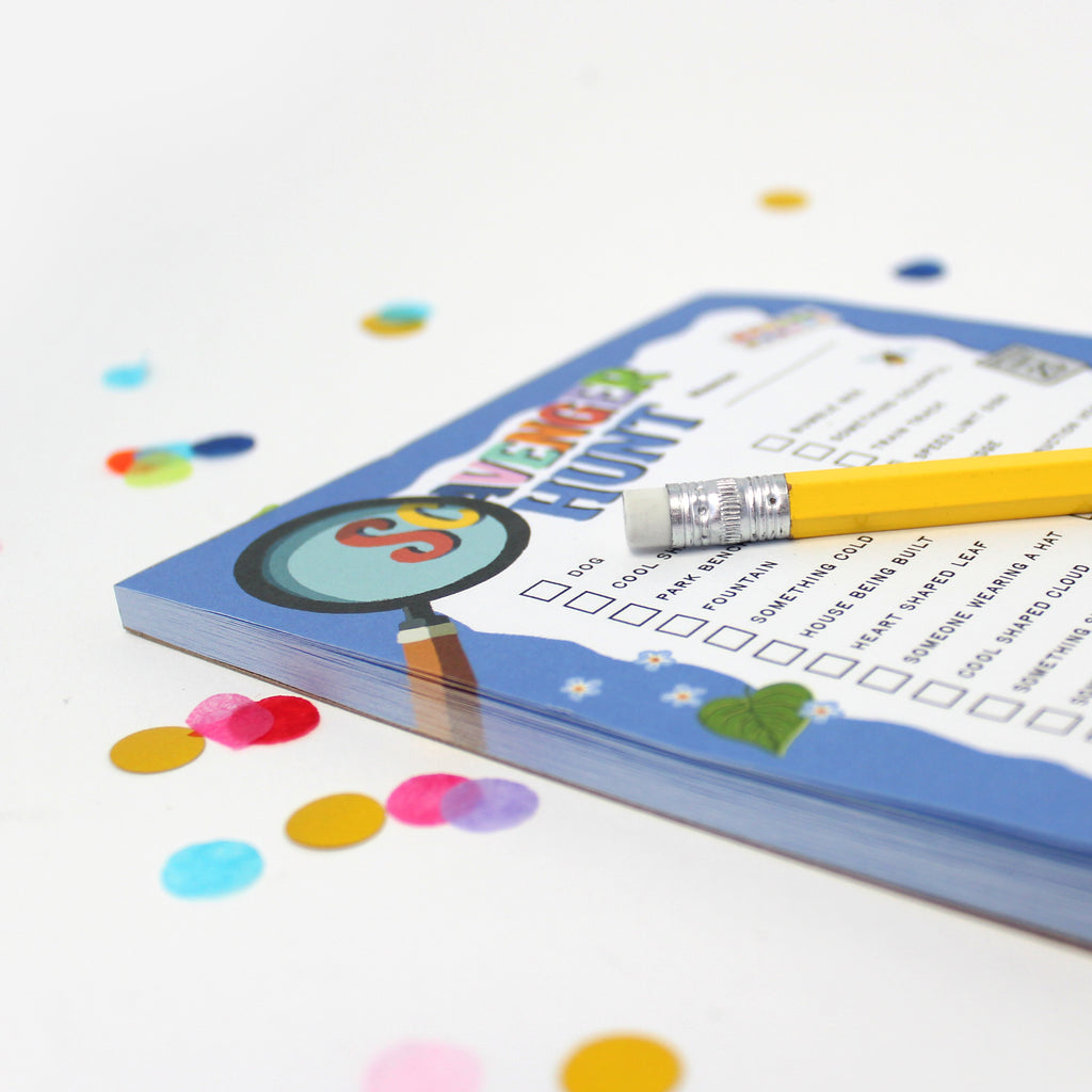 Close-up of Inklings Tiny Town Scavenger Hunt play notepad
