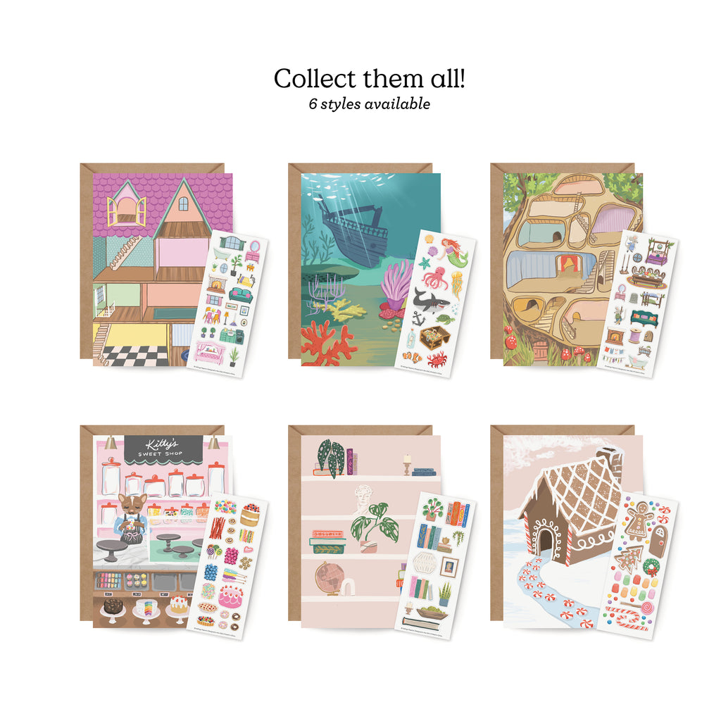 Sticker Scene Card - Bookshelf