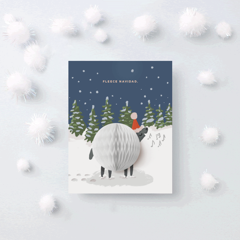 Fleece, Navidad, Pop-up, Christmas, Winter, Merry Christmas, Sheep, Snow, Snowball, Holiday, Holiday card