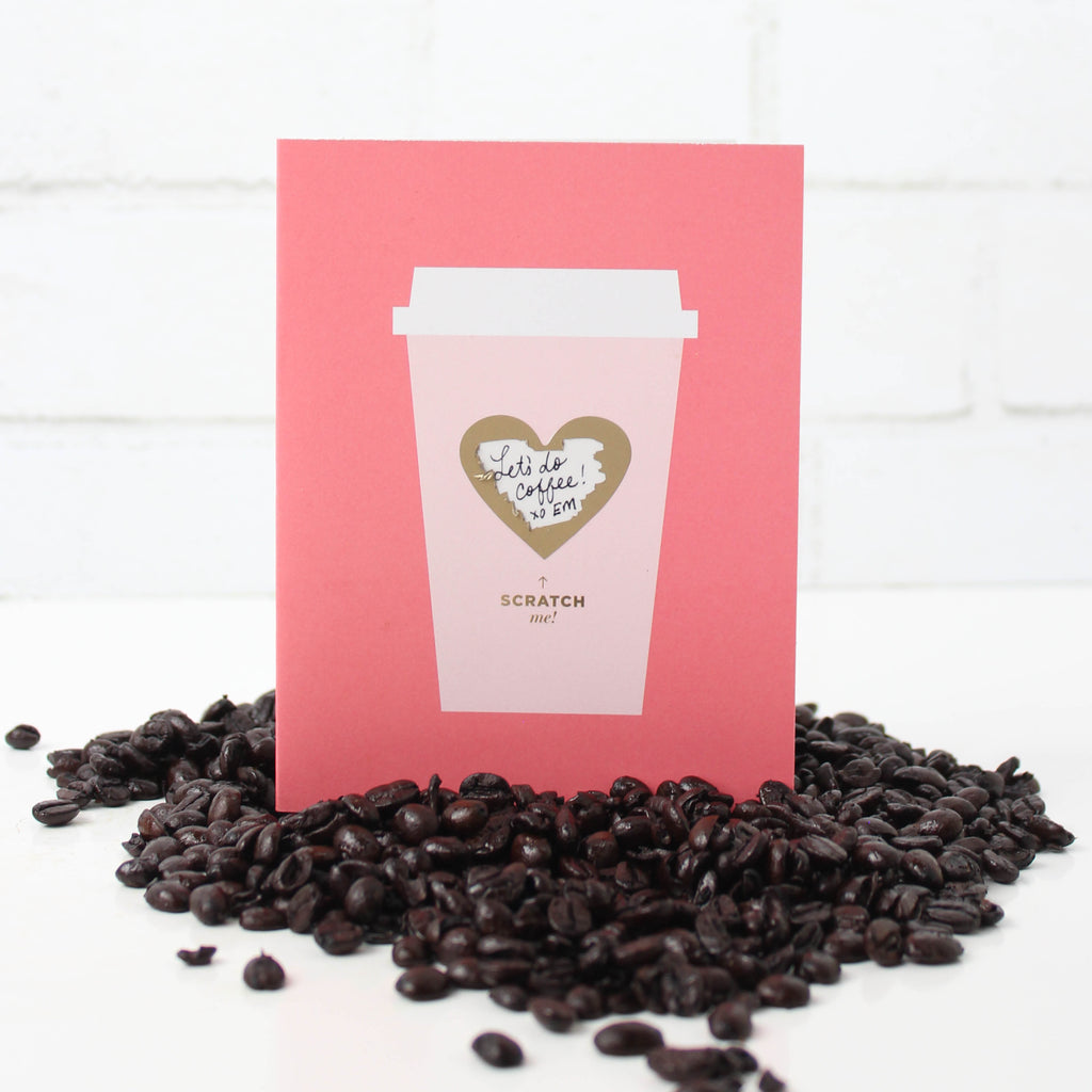 Coffee Love, scratch off, teacher card, thank you, coffee gift, friendship, encouragement,  heart