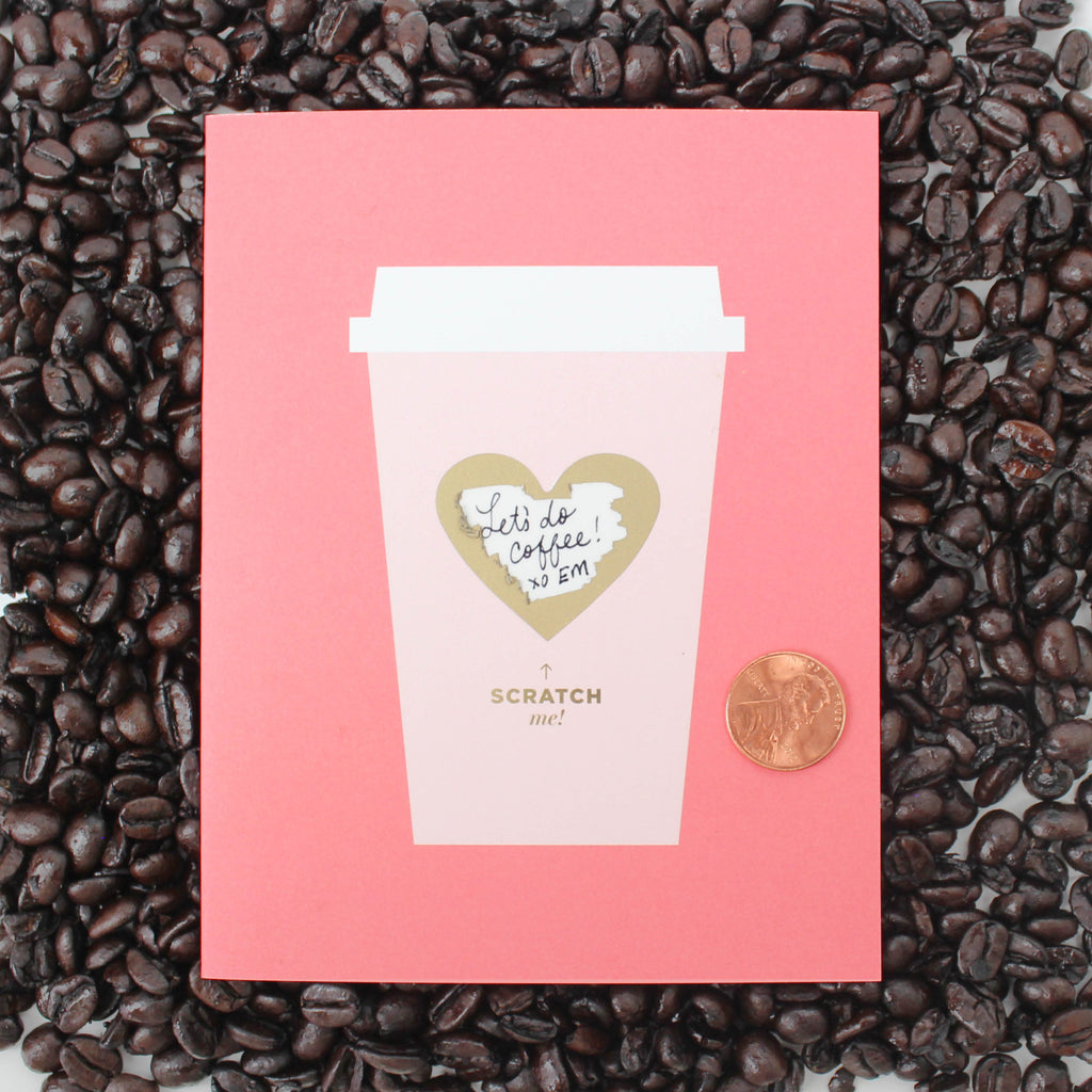 Coffee Love, scratch off, teacher card, thank you, coffee gift, friendship, encouragement,  heart