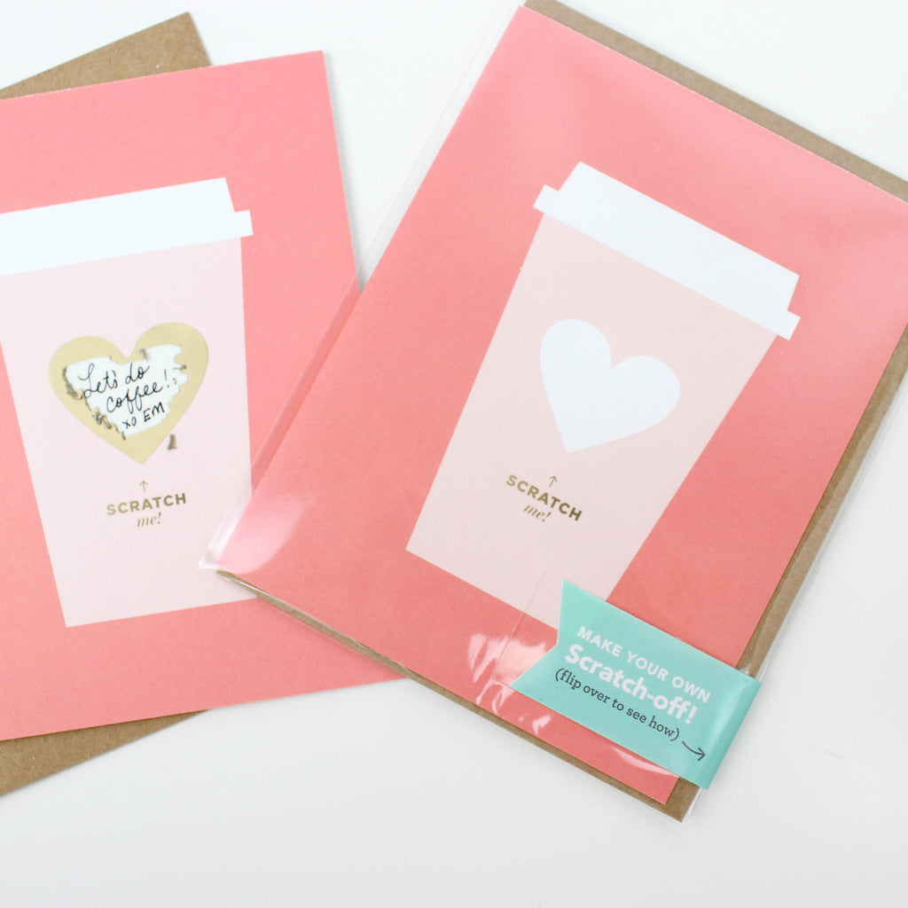 Coffee Love, scratch off, teacher card, thank you, coffee gift, friendship, encouragement,  heart