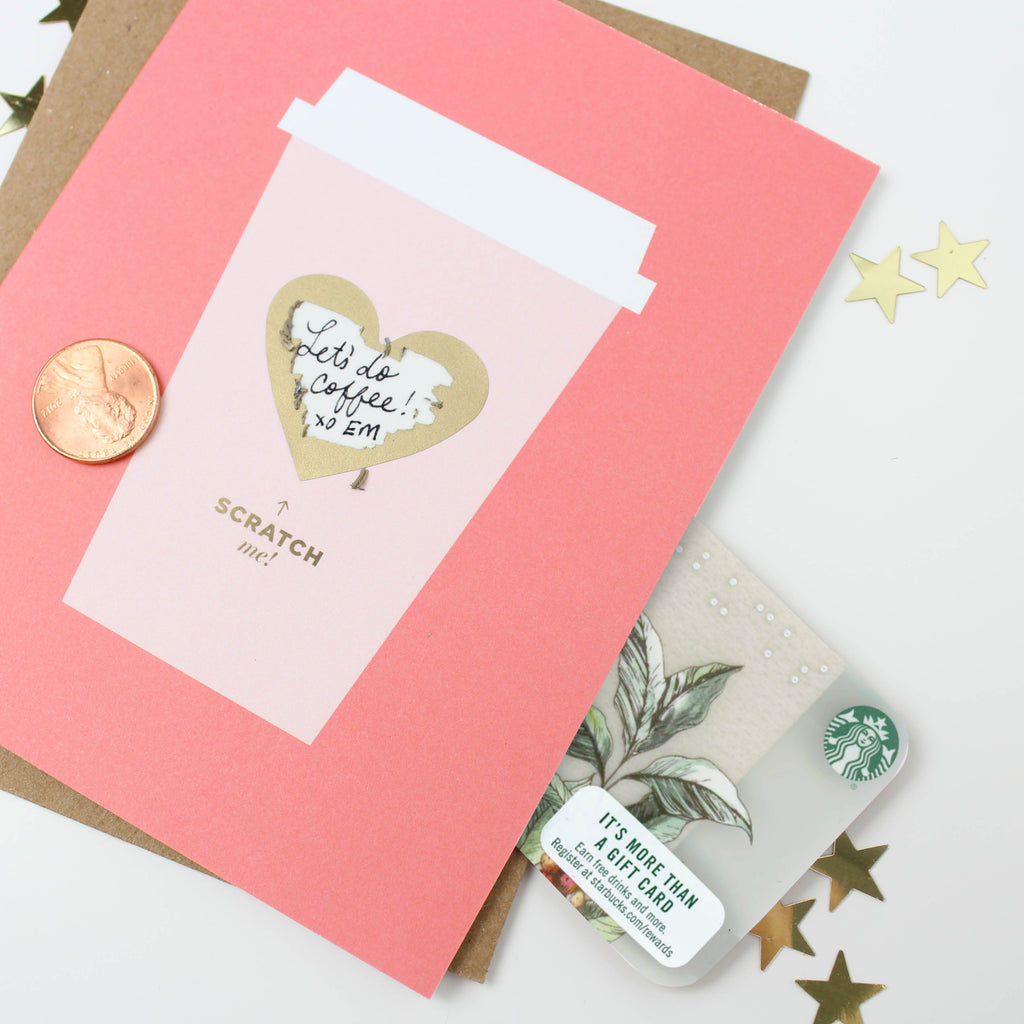 Coffee Love, scratch off, teacher card, thank you, coffee gift, friendship, encouragement,  heart