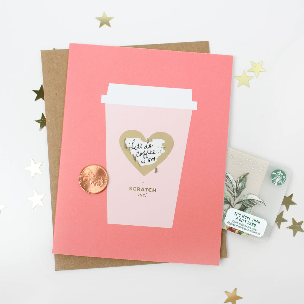 Coffee Love, scratch off, teacher card, thank you, coffee gift, friendship, encouragement,  heart