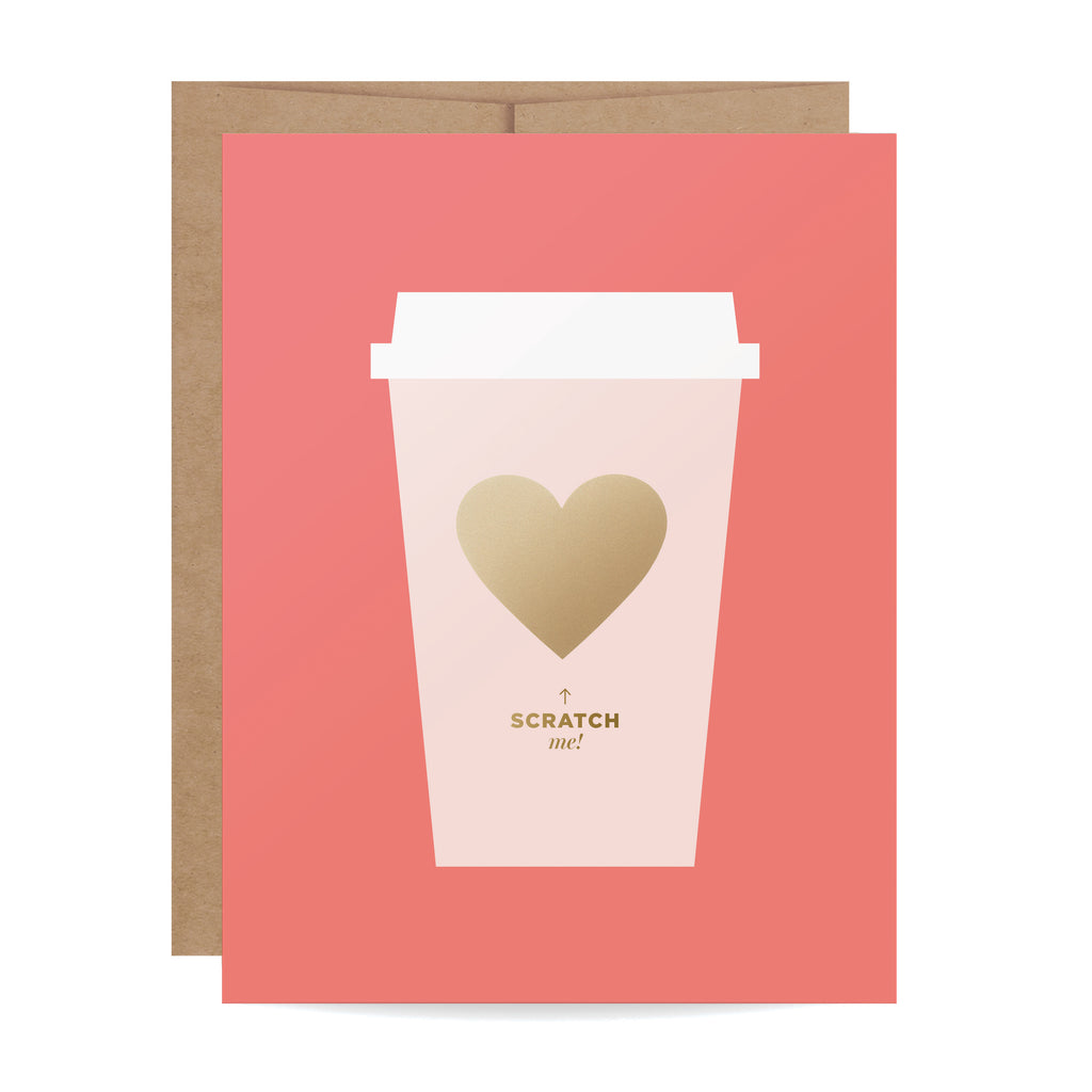 Coffee Love, scratch off, teacher card, thank you, coffee gift, friendship, encouragement,  heart