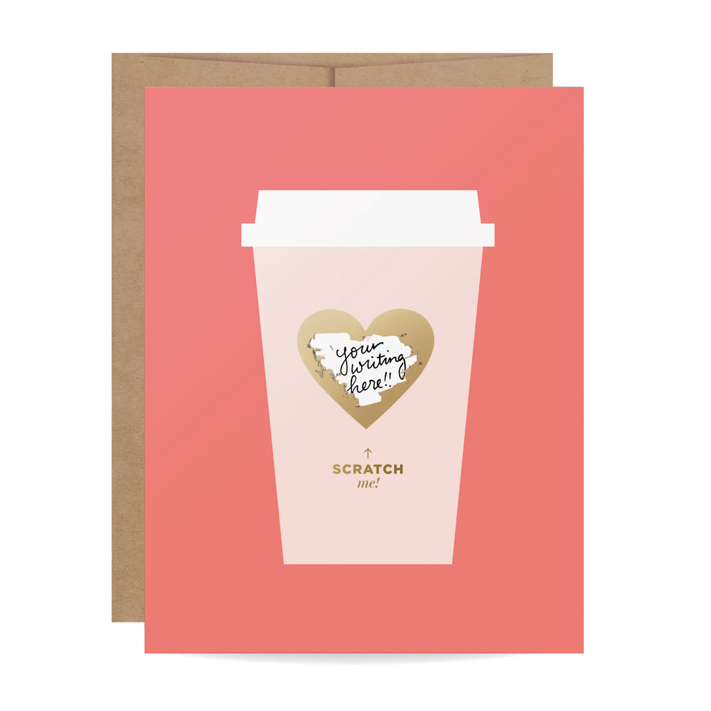 Coffee Love, scratch off, teacher card, thank you, coffee gift, friendship, encouragement,  heart