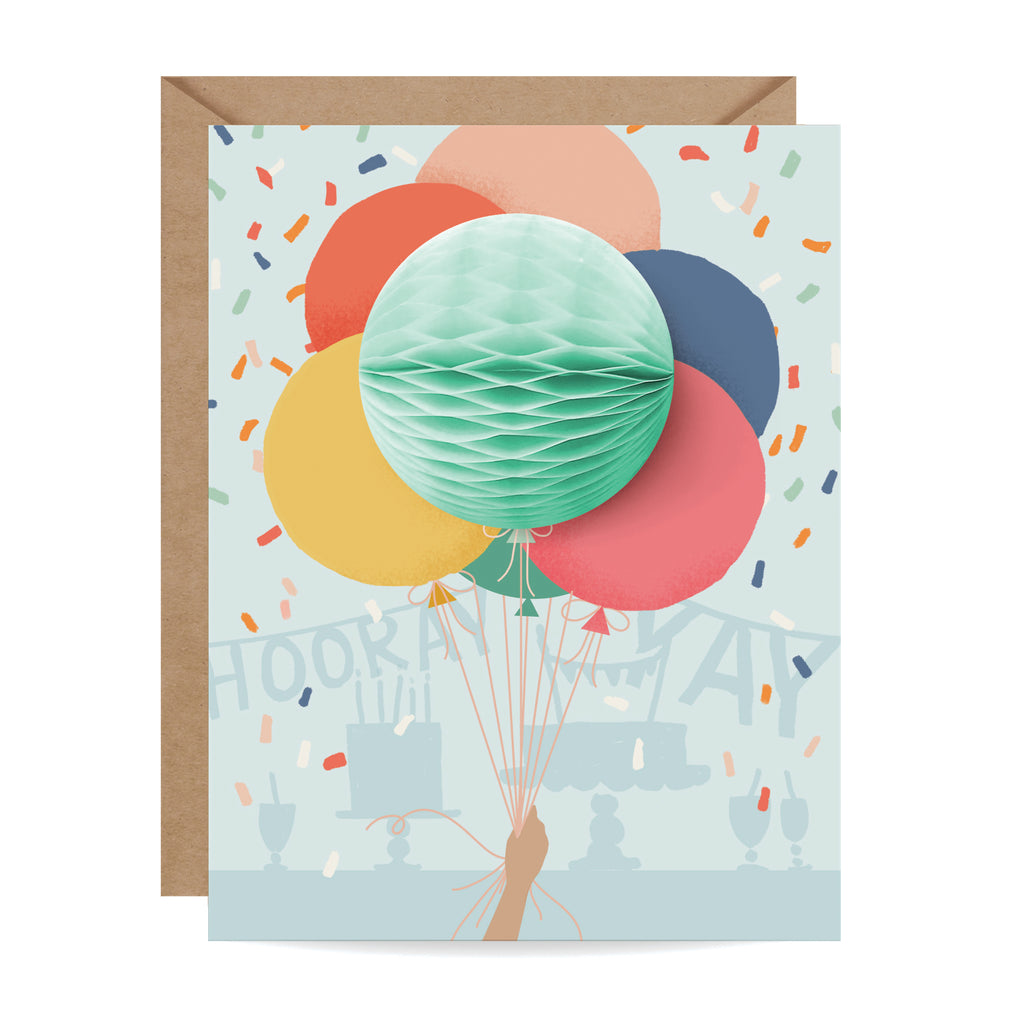 Balloon Bunch Pop-up - Inklings Paperie, mint balloon, pop-up card, birthday card, congratulations card, party, balloons, kid birthday, friendship, confetti
