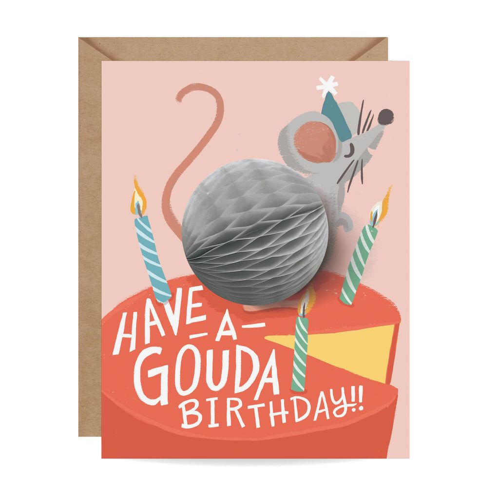 Birthday card, Happy Birthday, Mouse, Kids Birthday, Friendship, Honeycomb, Cheese