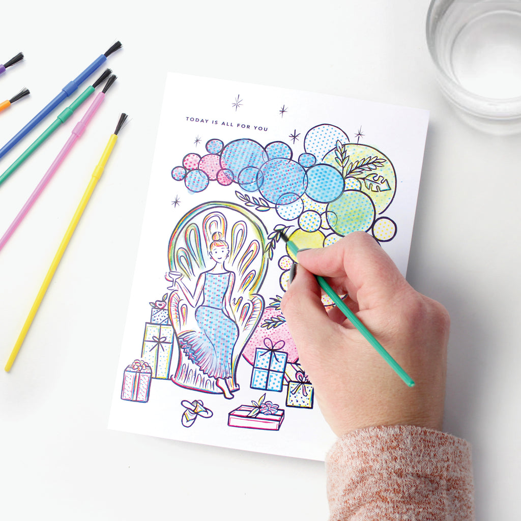 Paint With Water, Kids, Happy Birthday, Greeting Card, Flower, Boho, Birthday Girl, Birthday Gift,  Birthday Card, Birthday  Balloons, balloon, friendship birthday, Encouragement, Her Birthday, Pop Culture