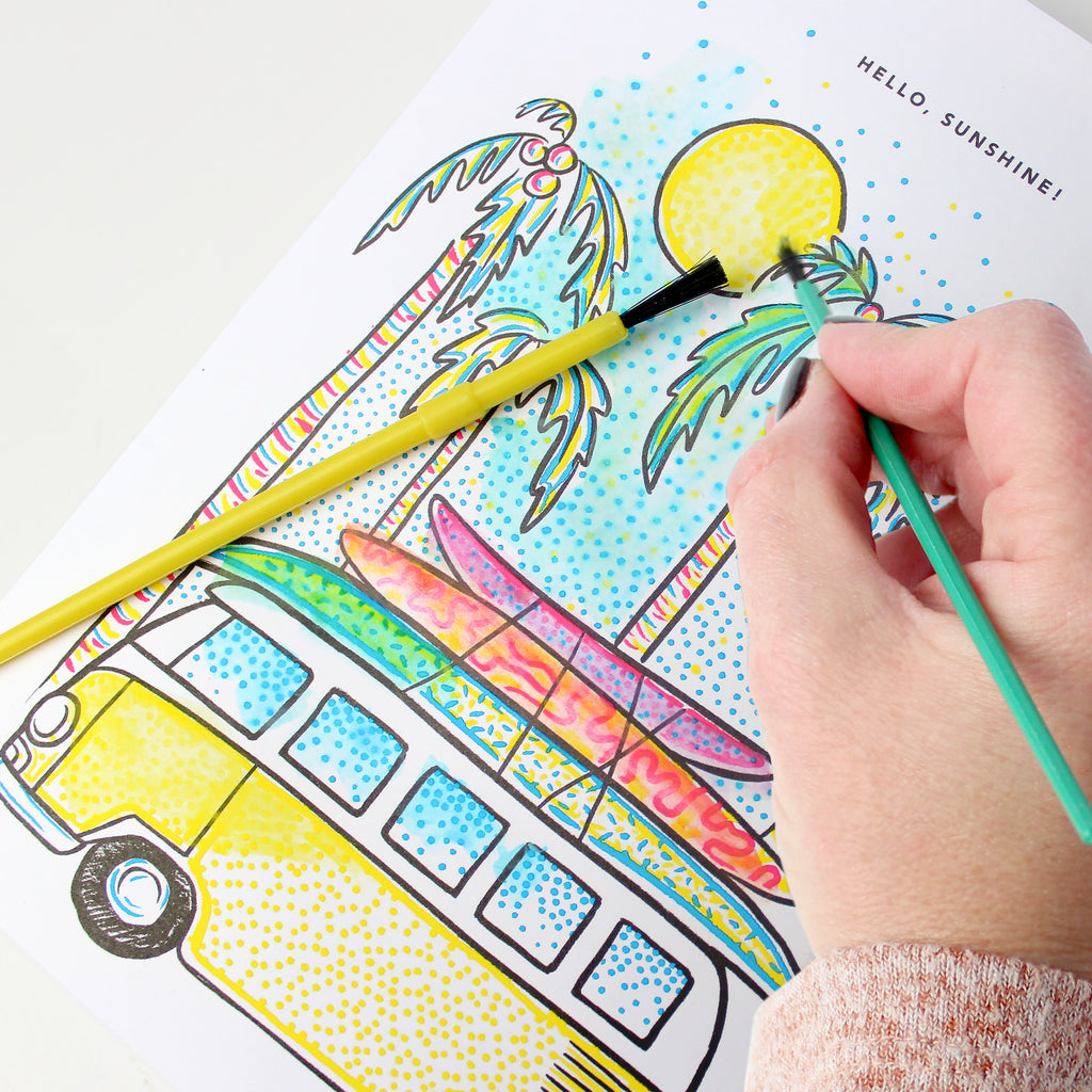 Paint With Water Card - Surfer Van