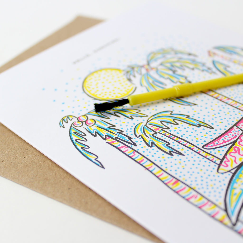Paint With Water Card - Surfer Van
