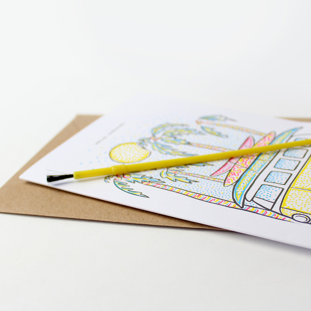 Paint With Water Card - Surfer Van