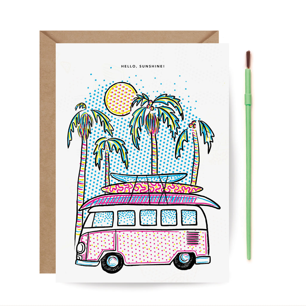 Paint With Water Card - Surfer Van