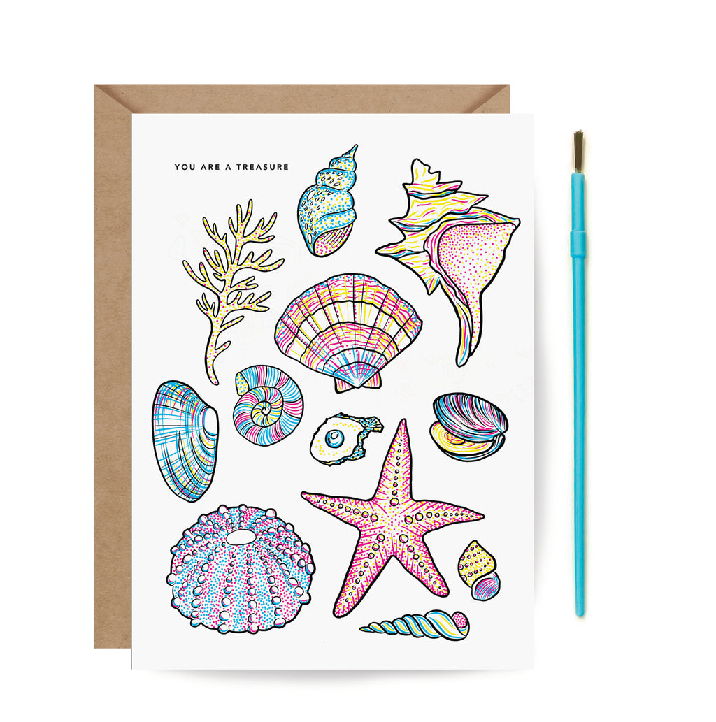 Paint With Water Card - Seashells