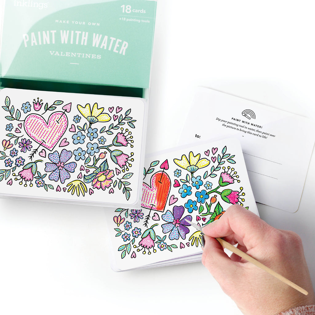 Paint with Water Valentine Cards - Floral