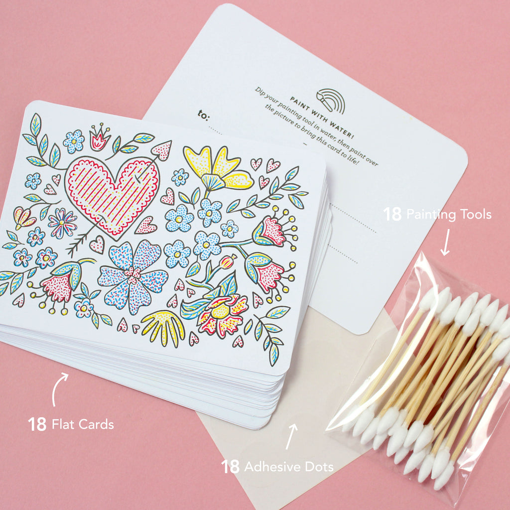 Paint with Water Valentine Cards - Floral
