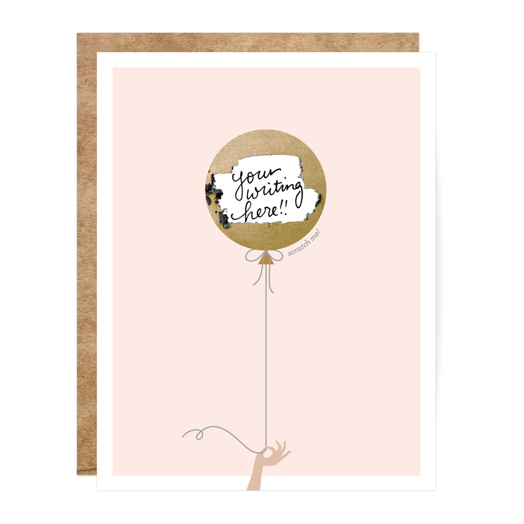 Pink & Gold Balloon Scratch-off Card - Inklings Paperie