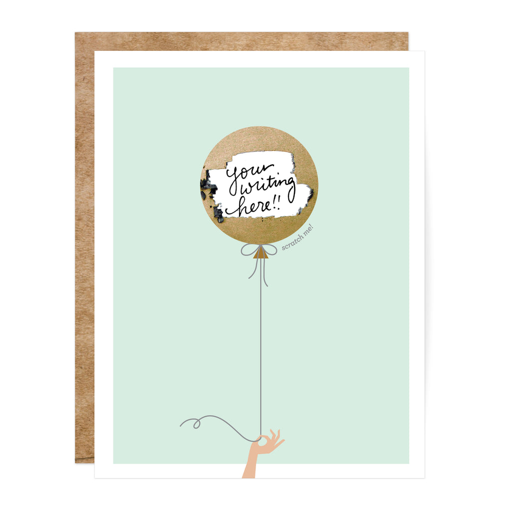 Mint & Gold Balloon Scratch-off Card - Inklings Paperie
