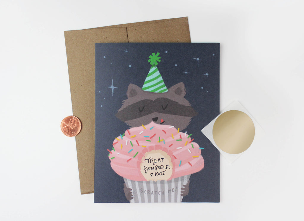 Raccoon Scratch-off Card - Inklings Paperie