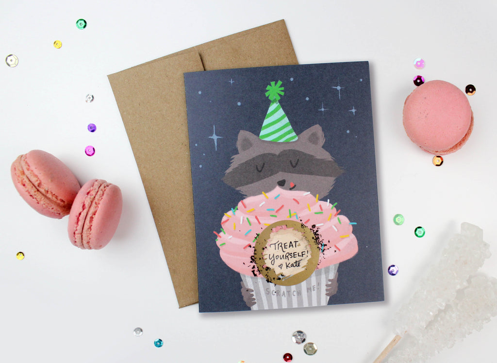 Raccoon Scratch-off Card - Inklings Paperie