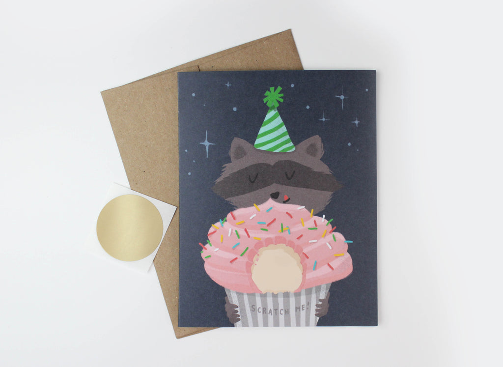 Raccoon Scratch-off Card - Inklings Paperie