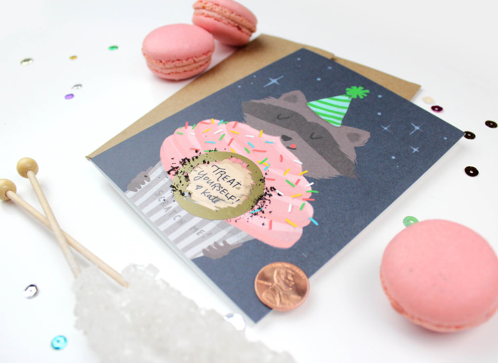 Raccoon Scratch-off Card - Inklings Paperie