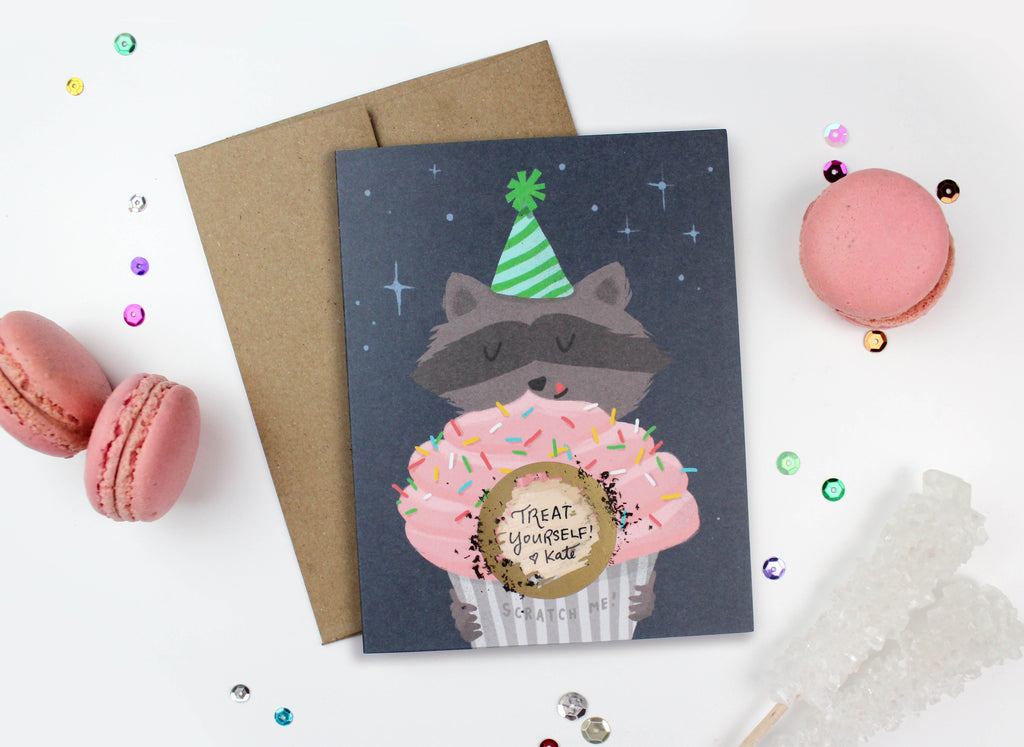 Raccoon Scratch-off Card - Inklings Paperie