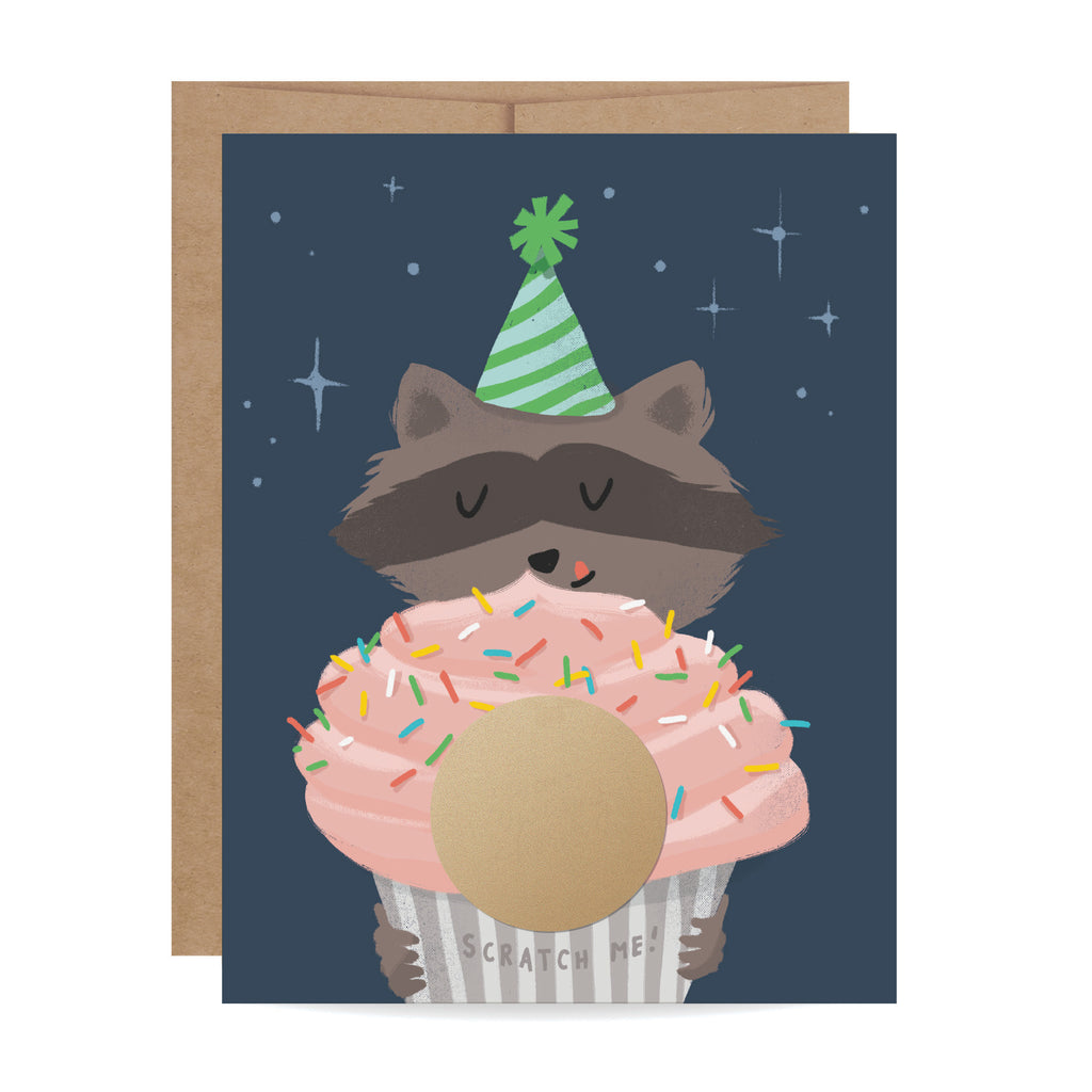 Raccoon Scratch-off Card - Inklings Paperie