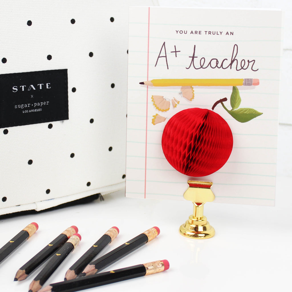 A+ Teacher, Pop-up Card, Thank you, Teacher Appreciation, apple, pencil, amazing teacher