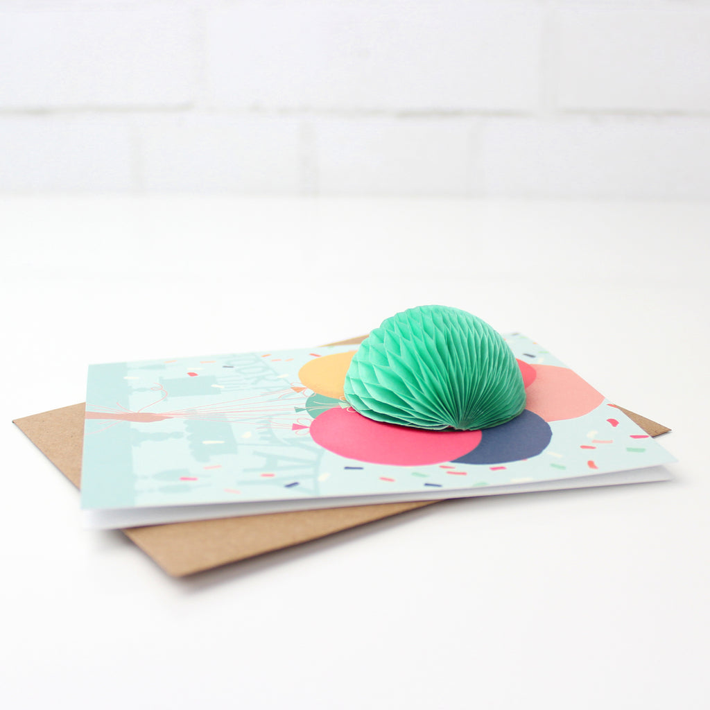 Balloon Bunch Pop-up - Inklings Paperie, mint balloon, pop-up card, birthday card, congratulations card, party, balloons, kid birthday, friendship, confetti