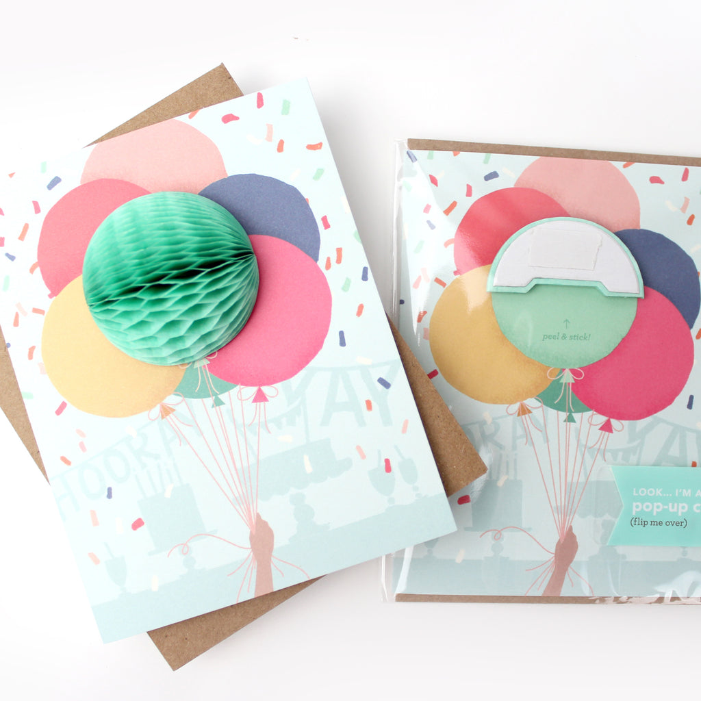 Balloon Bunch Pop-up - Inklings Paperie, mint balloon, pop-up card, birthday card, congratulations card, party, balloons, kid birthday, friendship, confetti