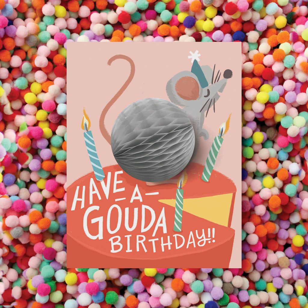 Birthday card, Happy Birthday, Mouse, Kids Birthday, Friendship, Honeycomb, Cheese
