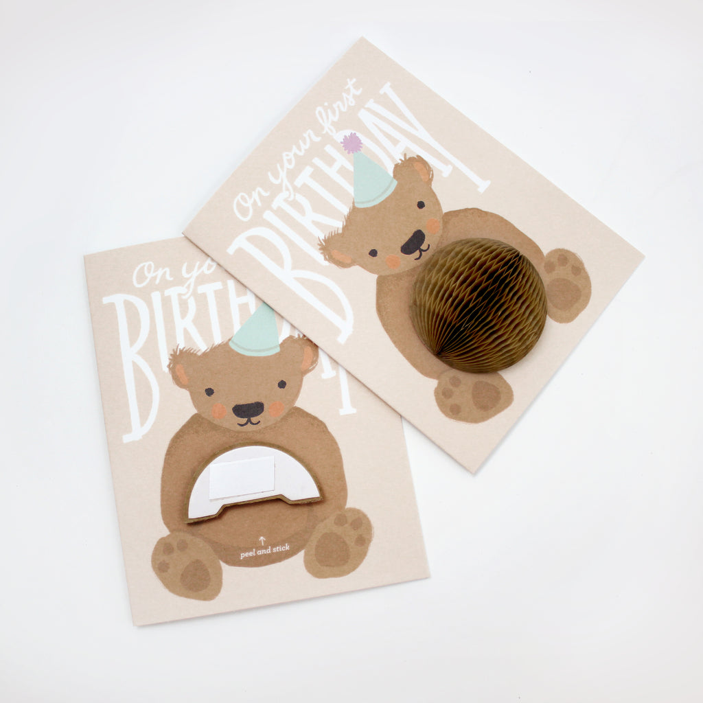 First birthday, greeting card, pop-up, teddy bear, children's greeting card, birthday card