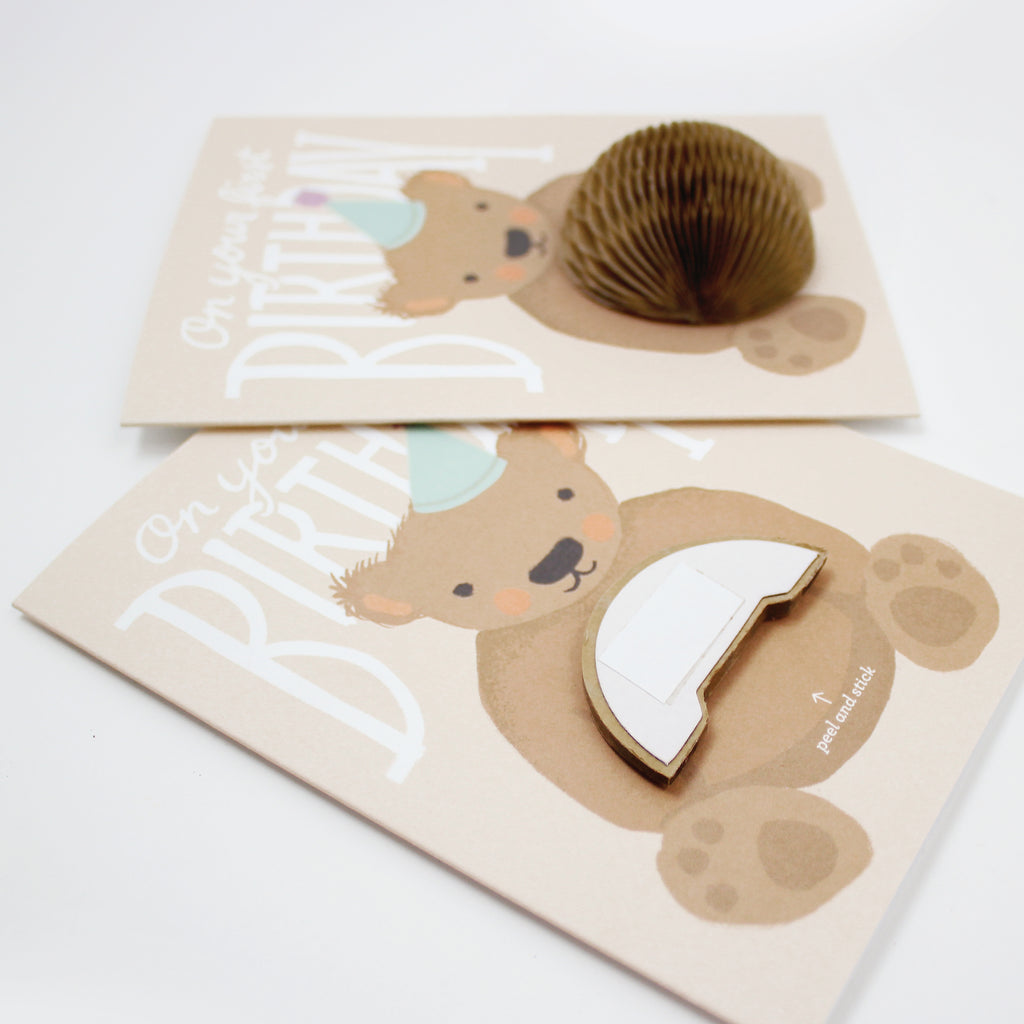 First birthday, greeting card, pop-up, teddy bear, children's greeting card, birthday card