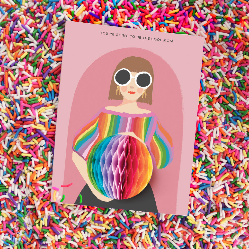 New baby, pregnancy card, new mom, cool mom, rainbow, honeycomb, trendy mom, mom card, baby, baby shower