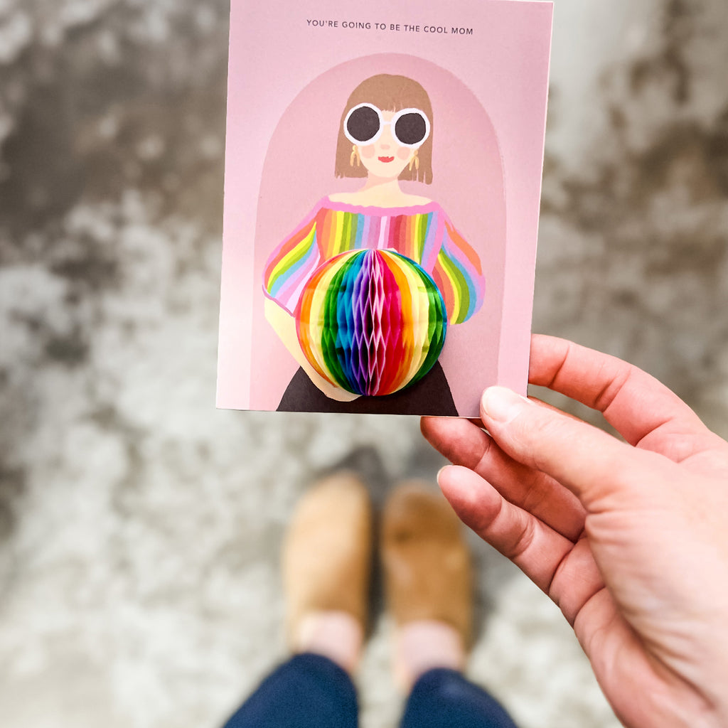 New baby, pregnancy card, new mom, cool mom, rainbow, honeycomb, trendy mom, mom card, baby, baby shower