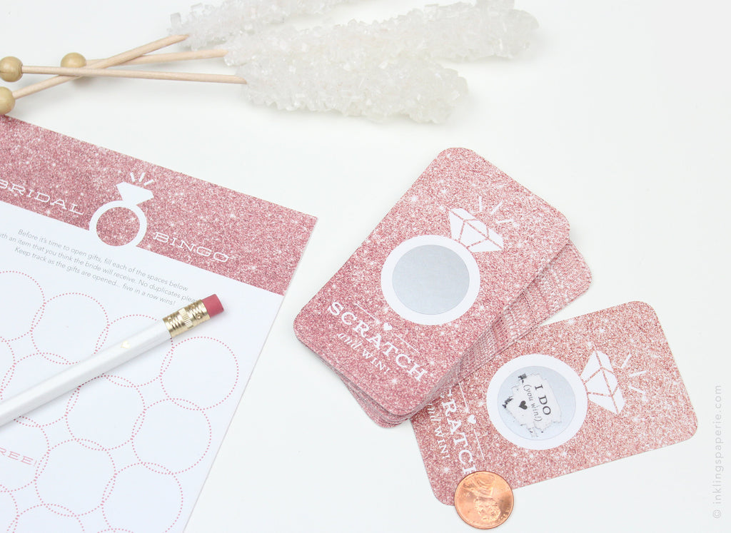 Bridal Scratch-off Game - Rose Gold Glitter - Inklings Paperie