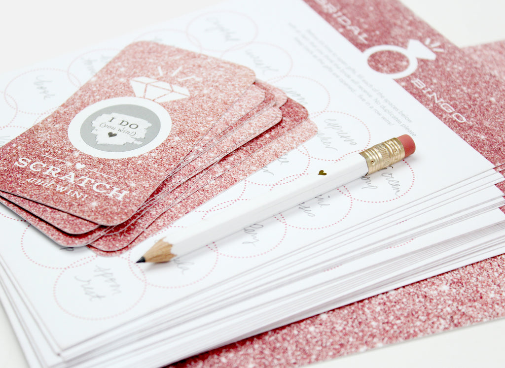 Bridal Scratch-off Game - Rose Gold Glitter - Inklings Paperie
