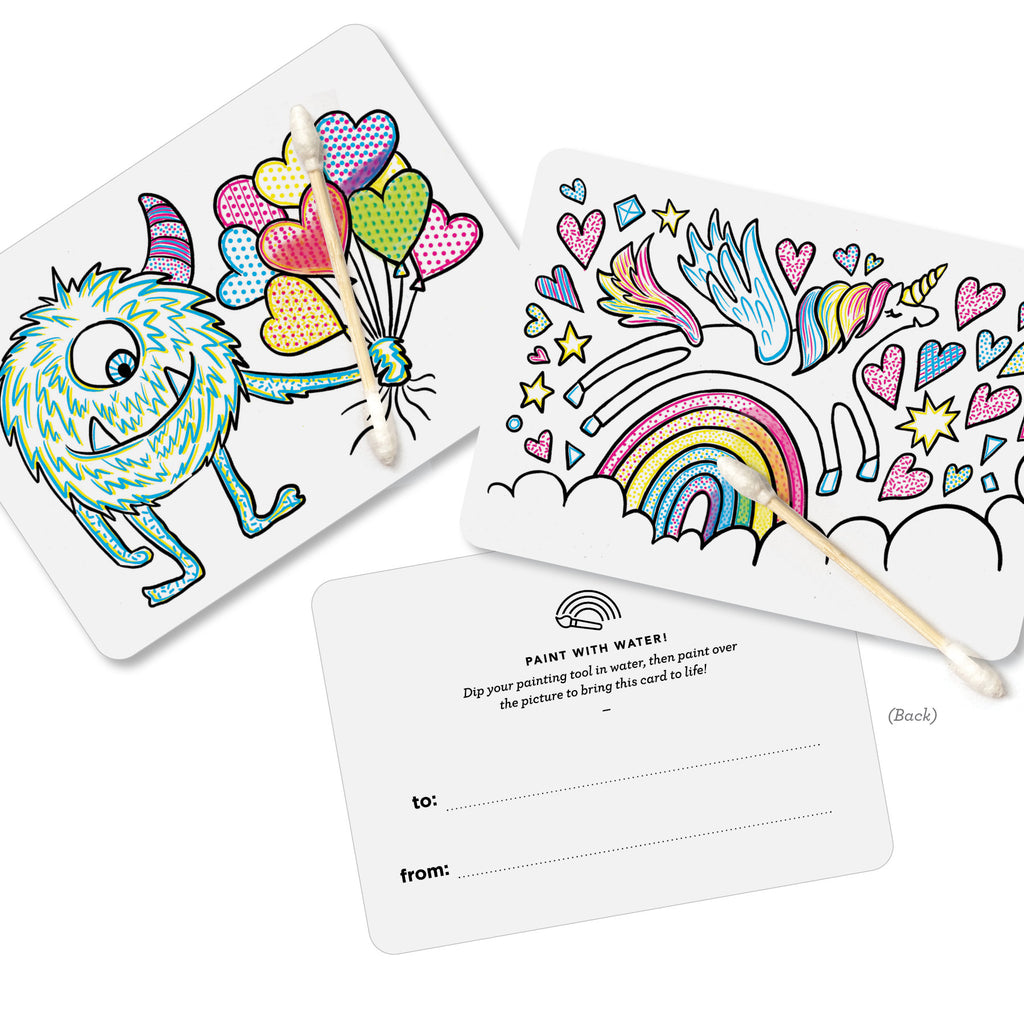 Paint with Water Valentine Cards - Monster