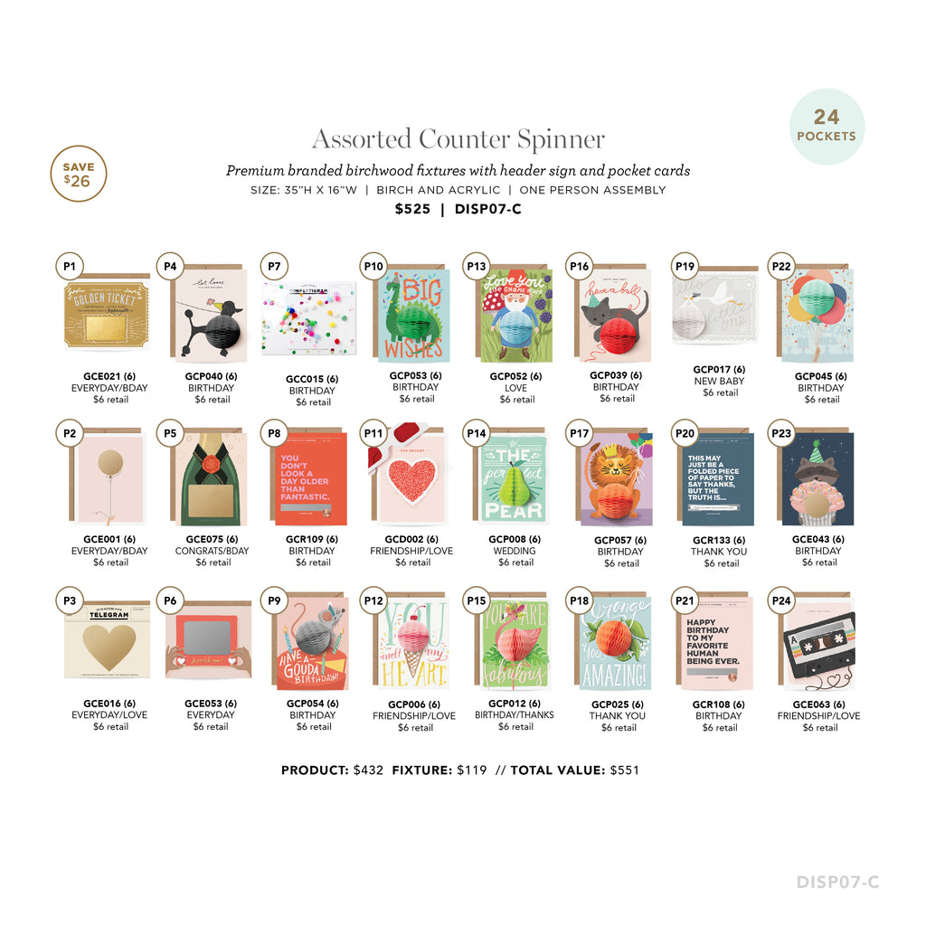 Assorted Counter Spinner - Inklings Paperie