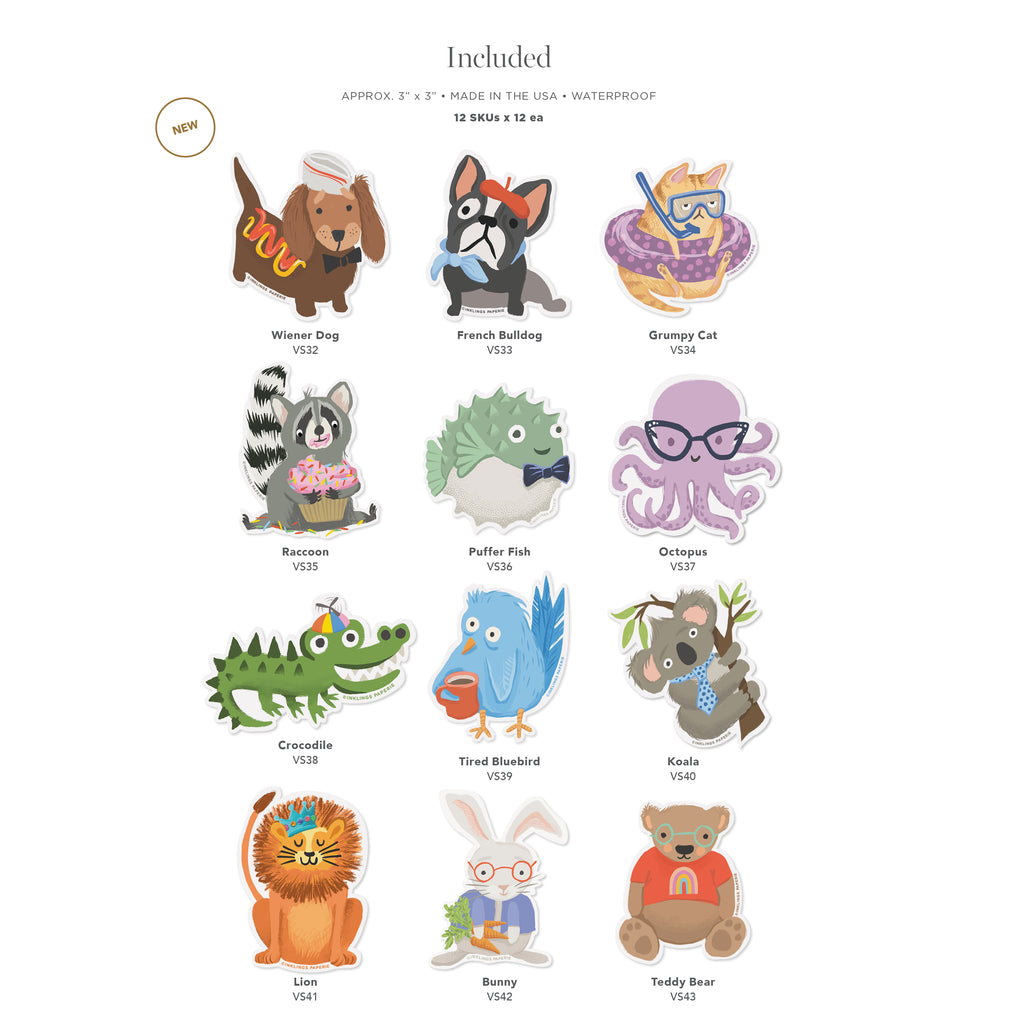 Display - Vinyl Sticker Assortment 3 (Animals)